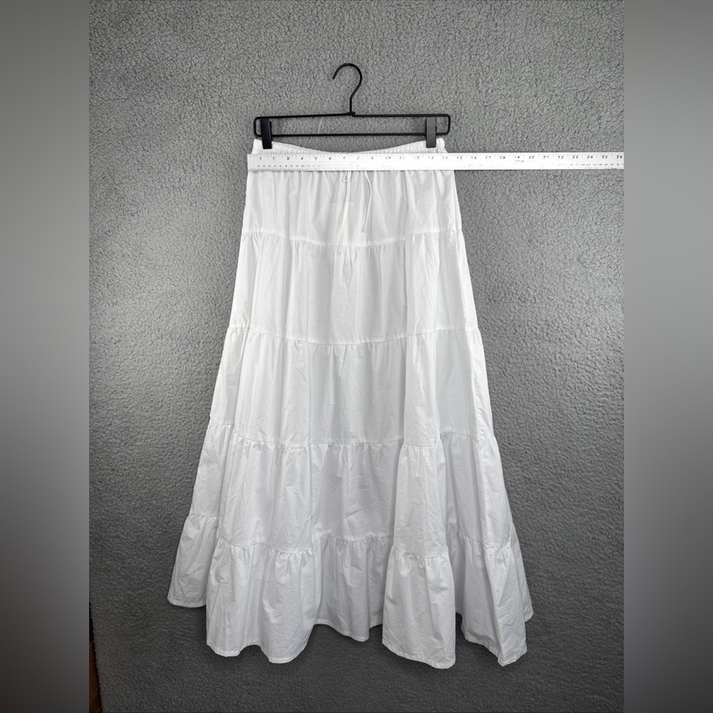 Zara Maxi A Frame Skirt White Elastic Waist Dec Bow Size Small NWT - Picture 6 of 14